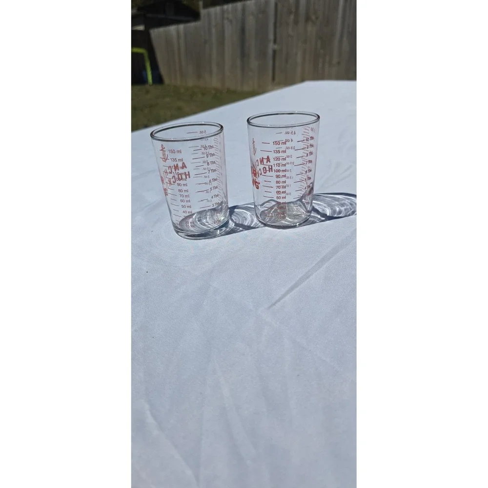 Anchor Hocking 150 ml Glass Measuring Cup Set, Clear/Red Markings, 2-Piece